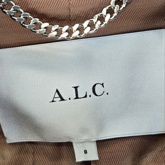 A.L.C. Women Maverick Coat Jacket Blazer Sz 8 Tan-Orange Long Line Lace Up Cinch - Picture 6 of 16